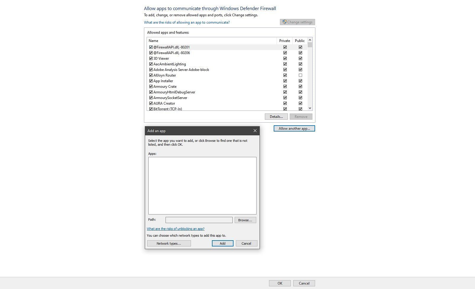 Windows Firewall settings (Image via Sportskeeda Gaming || Microsoft)